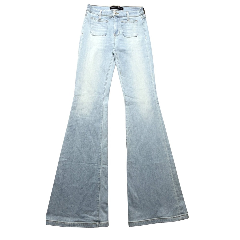 Veronica Beard Florence Flare Jeans Womens 25 Light Wash High Rise Stretch Blue